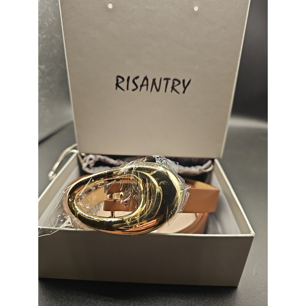 Risantry Brown Leather Belt for Women Size L